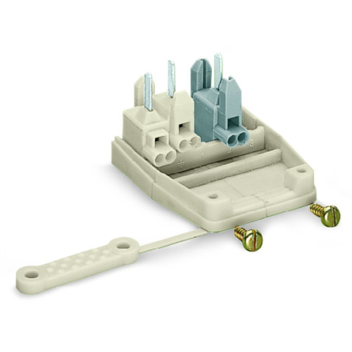 Male connector, with strain relief, 5-pole, white/gray