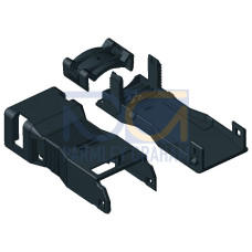 Strain relief housing, 4-pole, with locking clip, black