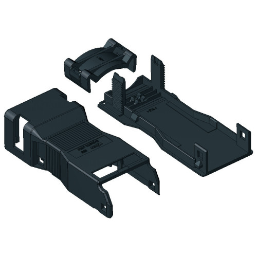 Strain relief housing, 4-pole, with locking clip, black