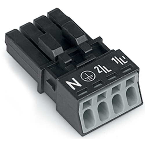 Socket, 4-pole, Cod. A, black