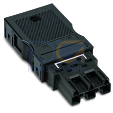 Shorting plug, with assembled strain relief housing, 3-pole, black