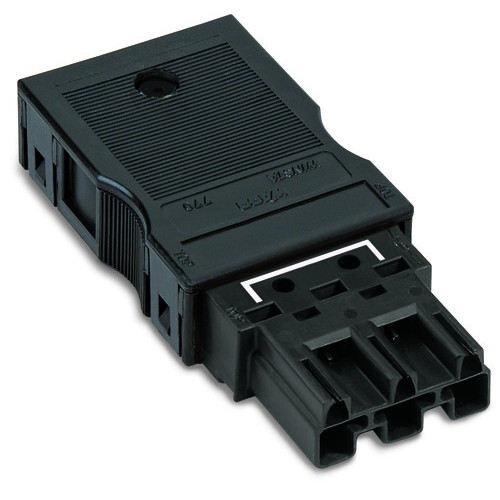 Shorting plug, with assembled strain relief housing, 3-pole, black