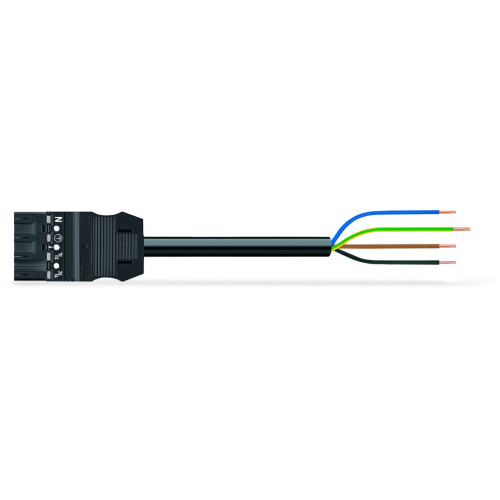 pre-assembled connecting cable, Eca, Plug/open-ended, black