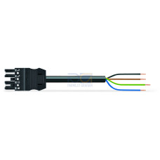 pre-assembled connecting cable, Eca, Socket/open-ended, black