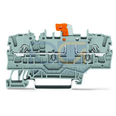 2-conductor disconnect/test terminal block, with additional jumper position, orange disconnect link, orange