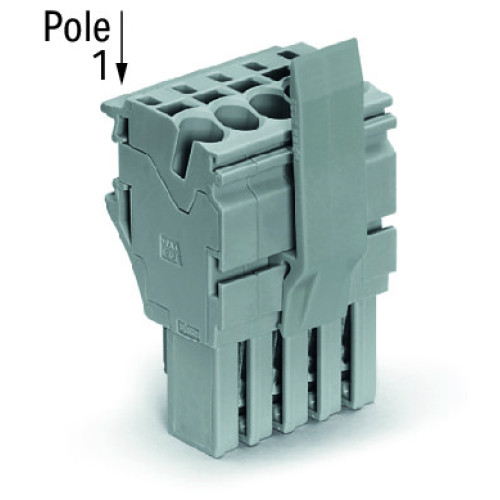 1-conductor female connector, Push-in CAGE CLAMP&reg;, 4 mm&sup2;, gray