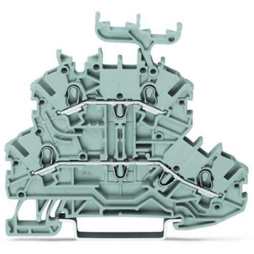 Double-deck terminal block, Through/through terminal block, L/L, gray