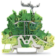 Double-deck terminal block, 4-conductor ground terminal block, 1 mm&sup2;, green-yellow