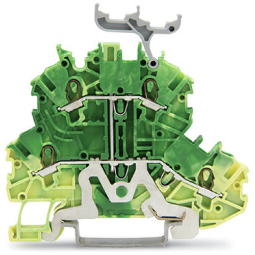 Double-deck terminal block, 4-conductor ground terminal block, 1 mm&sup2;, green-yellow