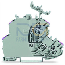 Double-deck terminal block, 4-conductor through terminal block, with end plate, gray