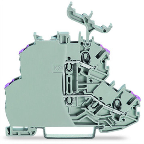 Double-deck terminal block, 4-conductor through terminal block, with end plate, gray