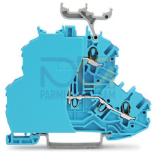 Double-deck terminal block, 4-conductor through terminal block, with end plate, blue