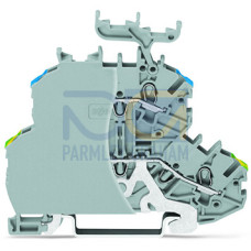 Double-deck terminal block, Ground conductor/through terminal block, with end plate, gray