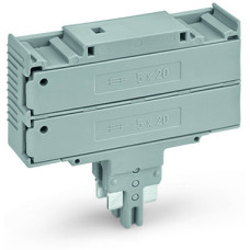 Double fuse plug, for 5 x 20 mm miniature metric fuse, without blown fuse indication, gray