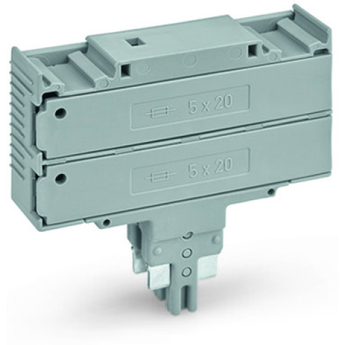 Double fuse plug, for 5 x 20 mm miniature metric fuse, without blown fuse indication, gray