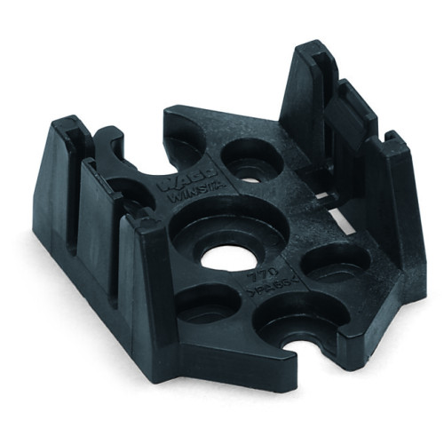 Mounting plate, 3-pole, for distribution connectors, black