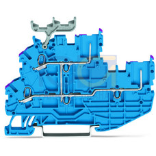 2-conductor/2-pin double-deck carrier terminal, 2-conductor/2-pin through terminal block, N, blue