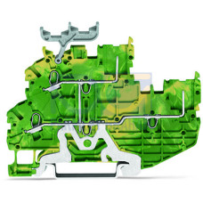 2-conductor/2-pin, double-deck carrier terminal block, 2-conductor/2-pin ground terminal block, PE, green-yellow