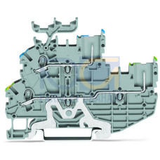 1-conductor/1-pin double deck receptacle terminal block, Ground conductor/through terminal block, PE/L, gray