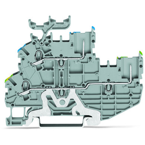 1-conductor/1-pin double deck receptacle terminal block, Ground conductor/through terminal block, PE/N, gray