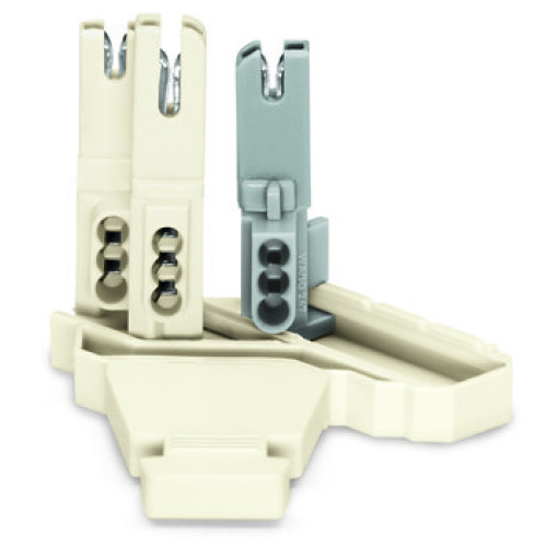 Female connector, without ground contact, with strain relief plate, white/gray