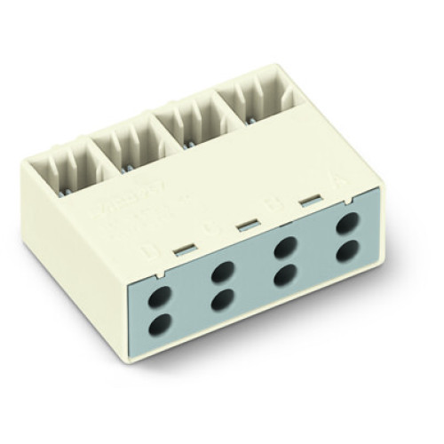 Snap-on type conductor support, without ground contact, 4-pole, white/gray