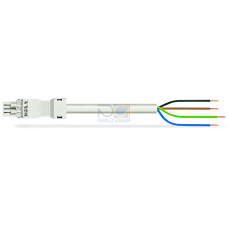 pre-assembled connecting cable, Eca, Socket/open-ended, white