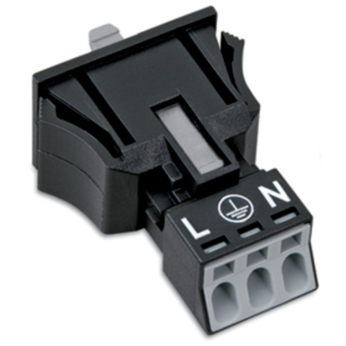 Snap-in socket, 3-pole, Cod. A, black