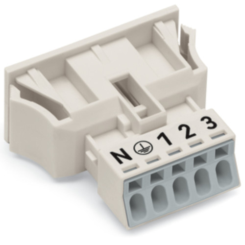 Snap-in socket, without locking lever, 5-pole, white