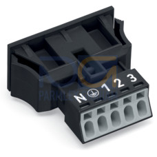 Snap-in socket, without locking lever, 5-pole, black