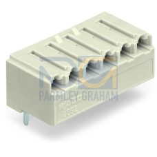 THT female header, angled, Pin spacing 5 mm, light gray