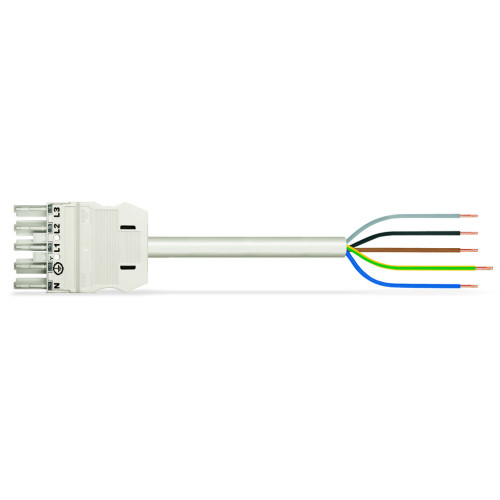 pre-assembled connecting cable, Eca, Socket/open-ended, white