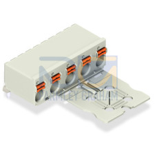 1-conductor THT female connector angled, push-button, Push-in CAGE CLAMP&reg;, light gray