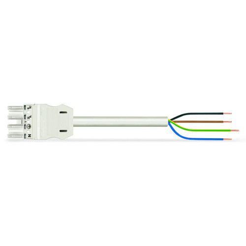 pre-assembled connecting cable, Eca, Socket/open-ended, white