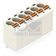 1-conductor THT female connector straight, push-button, Push-in CAGE CLAMP&reg;, light gray