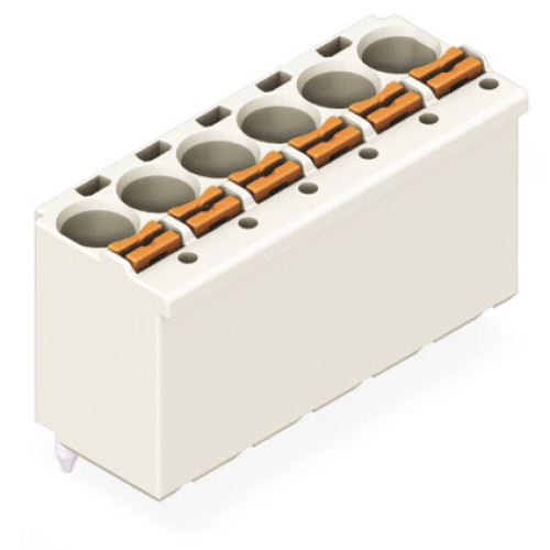 1-conductor THT female connector straight, push-button, Push-in CAGE CLAMP&reg;, light gray