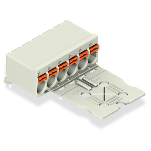 1-conductor THT female connector angled, push-button, Push-in CAGE CLAMP&reg;, light gray
