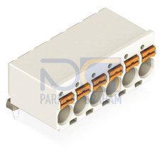 1-conductor THT female connector angled, push-button, Push-in CAGE CLAMP&reg;, light gray