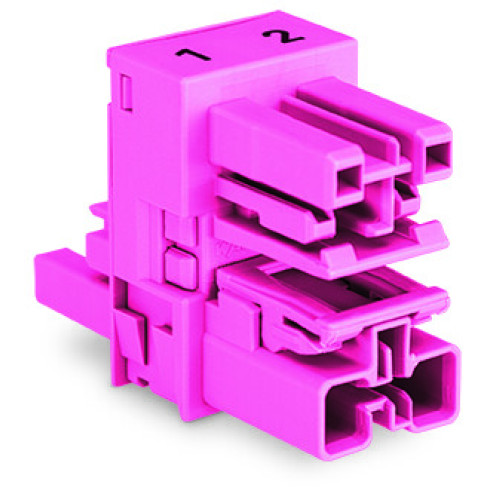 h-distribution connector, 2-pole, Cod. B, pink