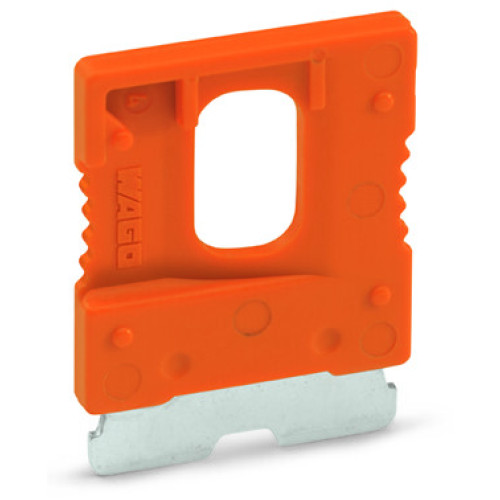 Disconnect plug for carrier terminal blocks, for using a receptacle terminal block as a disconnect terminal block, orange