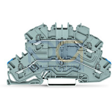 Double-deck terminal block, Through/through terminal block, same profile as double-deck disconnect terminal block, gray