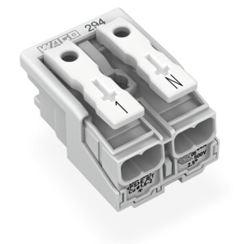 Lighting connector, push-button, external, without ground contact, white