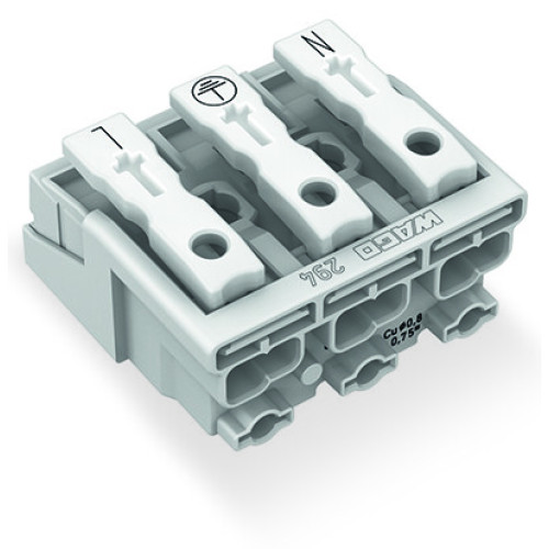 Lighting connector, push-button, external, without ground contact, white