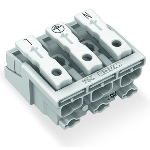 Lighting connector, push-button, external, without ground contact, white