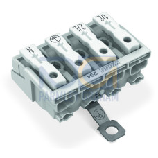 Lighting connector, push-button, external, with screw-type ground contact, white