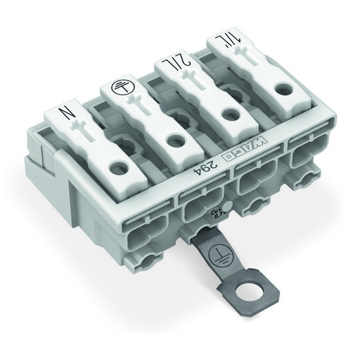 Lighting connector, push-button, external, with screw-type ground contact, white