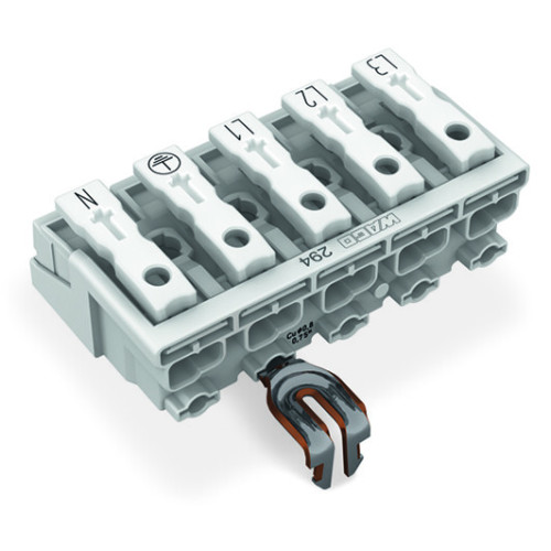 Lighting connector, push-button, external, with snap-in ground contact, white