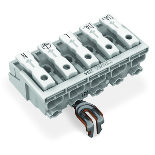 Lighting connector, push-button, external, with snap-in ground contact, white