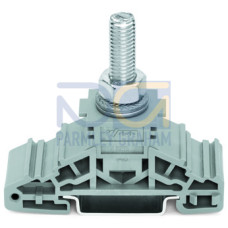 Stud terminal block, lateral marker slots, for DIN-rail 35 x 15 and 35 x 7.5, gray