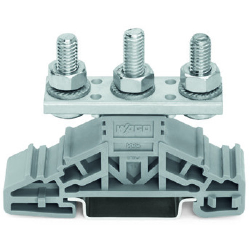 Stud terminal block, lateral marker slots, for DIN-rail 35 x 15 and 35 x 7.5, gray